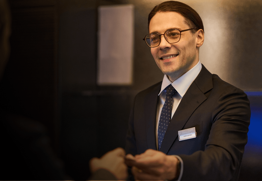 Hotel manager accessing hospitality-specific operational guidance for frontline teams through Typsy