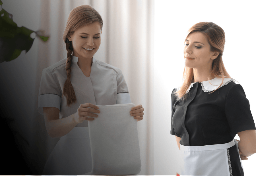 Hospitality manager reviewing workforce capability content from Typsy's global hospitality library