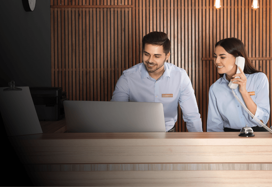 Front office team using Typsy to maintain consistent operational standards across multiple hotel properties